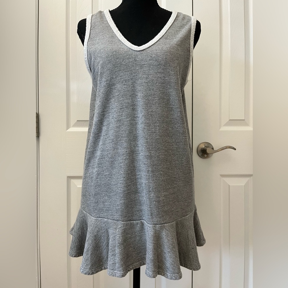Free People Terry Cloth Peplum Tank Heather Gray Small